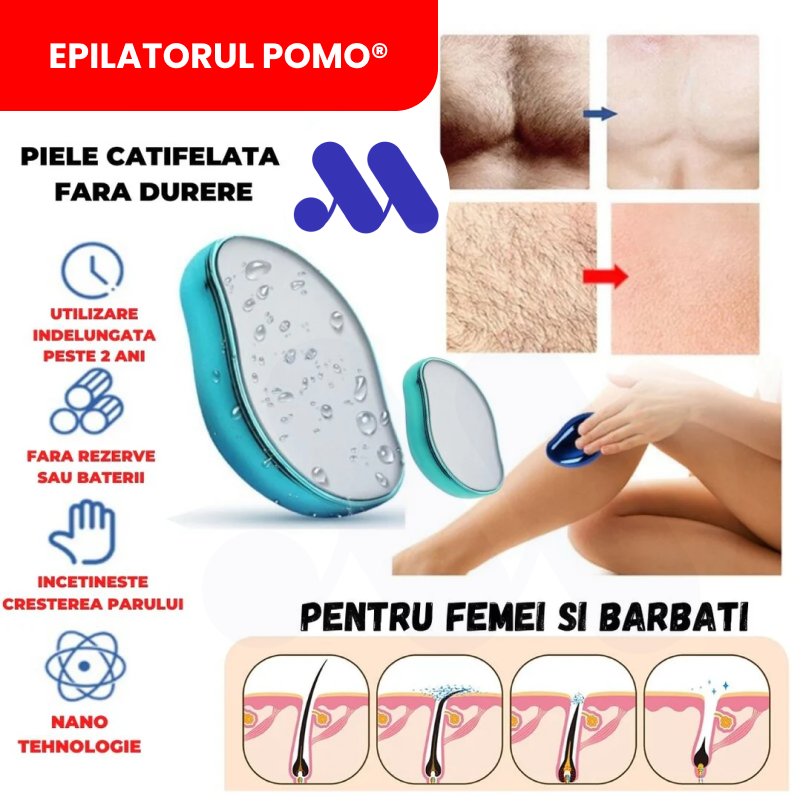 🦵 EPILATORUL MAGIC CU CRISTALE POMO® CARE ELIMINA TOATE FIRELE DE PAR, LASAND PIELEA FINA 💪